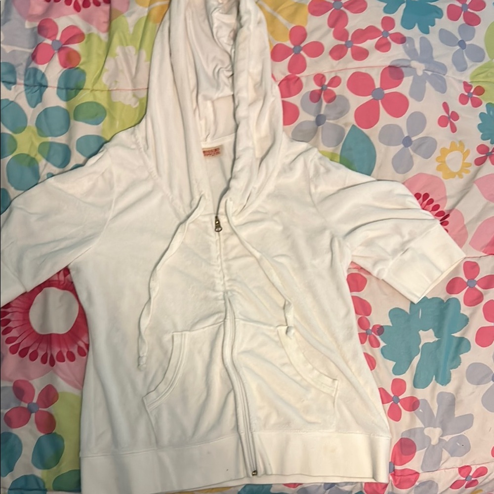 Mossimo Supply Co. Cream Hooded short sleeve Jacket